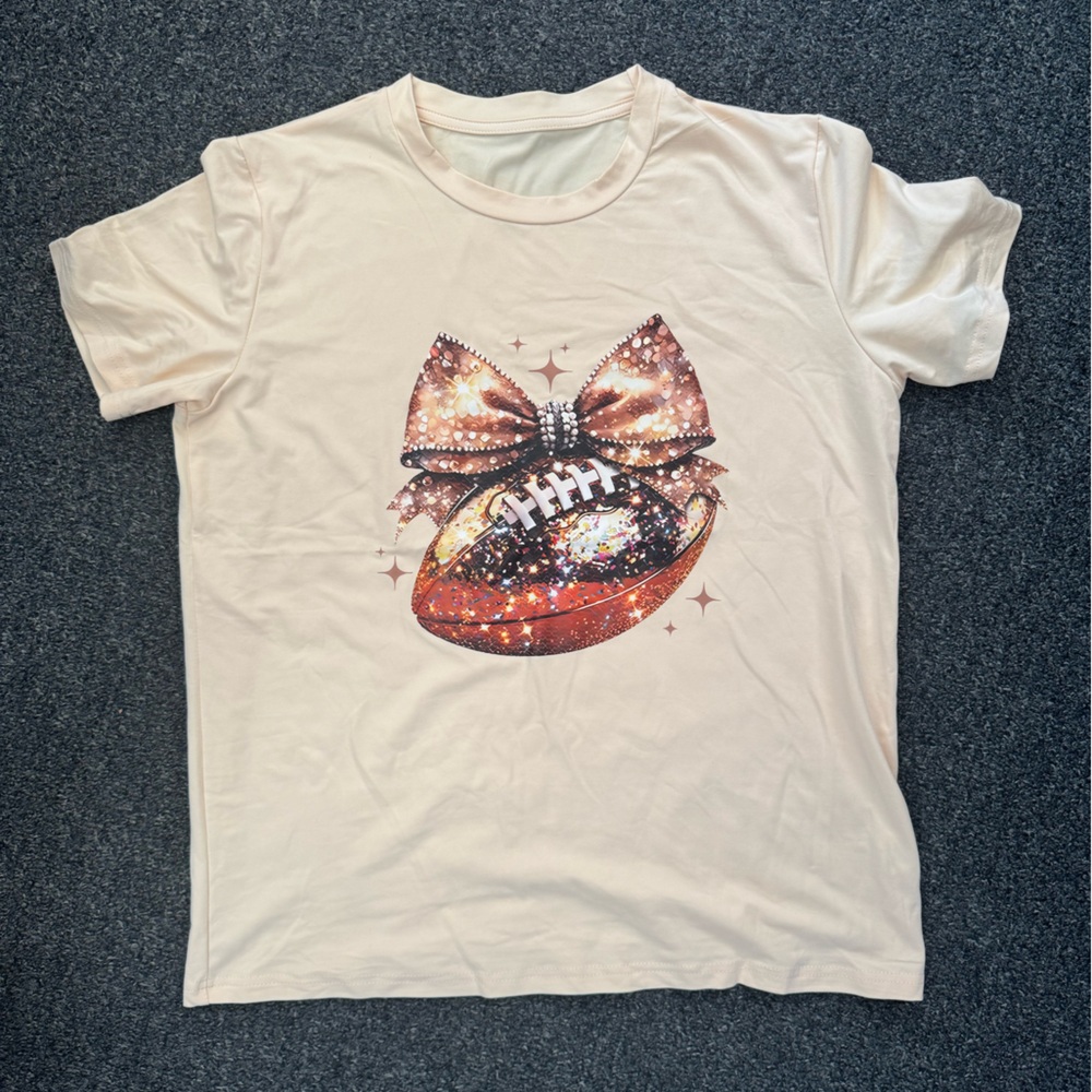 Bow Football Disco Graphic T Shirt Short Sleeve